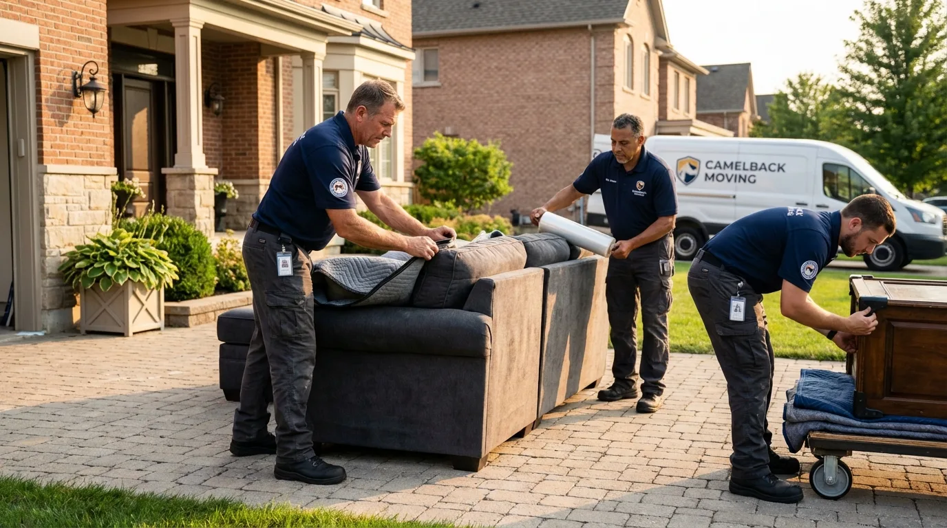 Large estate moving crew wrapping furniture in Oak Hill, OH